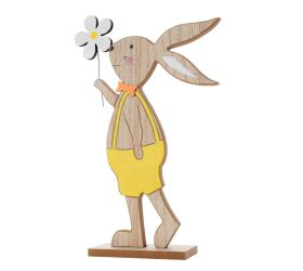 Zajačik s kvetinou bie/žl/nat drevo 20*5*31cm