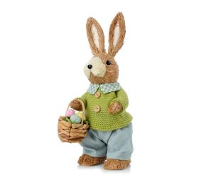 Zajac zel košielka,mod nohavice s košíkom slama 14*13*33 cm