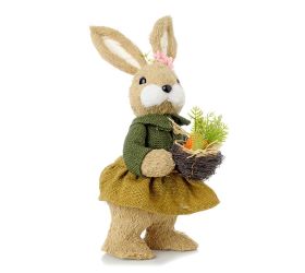 Zajačica zel/žlt šaty, košík s mrkvičkami priadza 14*18*32cm