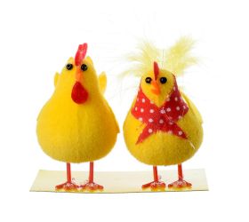 Kohútik a sliepočka žlt/čer s/2 filc 6,5cm