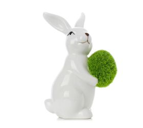 Zajac biely s machovým vajcom keramika 12*9,8*18,8*18,7cm