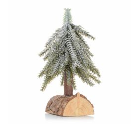 Stromček zasnežený na pníku 17cm