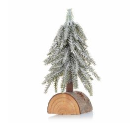 Stromček zasnežený na pníku 21cm