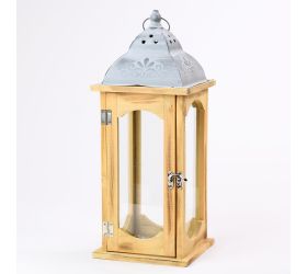 Lampáš drevo/kov 16x16x42cm