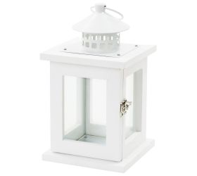 Lampáš biely drev/kov 13x13x23 cm