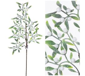 Konár zeleň bobule biele zasnež 60cm