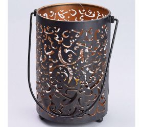 Led lampáš kov čiernozlatý 13x10,5x16,5cm