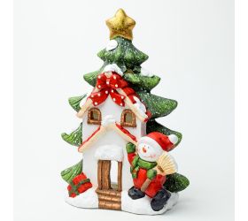 Svietnik strom so snehuliakom mgo 30*15*42cm