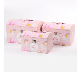 Darčeková krabička truhl.kvet ruž. s/3 l20x20x30cm