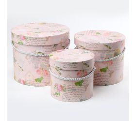 Darčeková krabička valec kvet ruž. s/3 l17x20cm