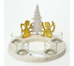 Svietnik advent anjel strom drevo 25,5x25,5x18cm super cena