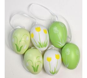 Záves vajce plast s/6 6cm zelená/biela