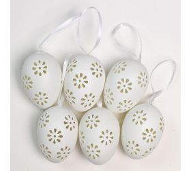 Vajíčka vzor kvet biele s/6  cm