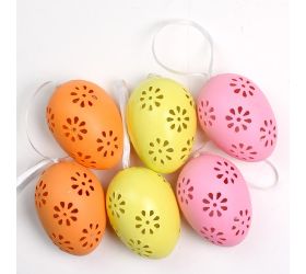 Vajíčka vzor kvet farebné s/6  6cm