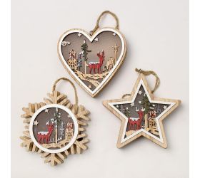 Dekorácia záves drevo s led 4ass