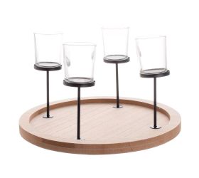 Svietnik advent dre/kov/sklo nat/čie 29.7*29.7*17.5cm