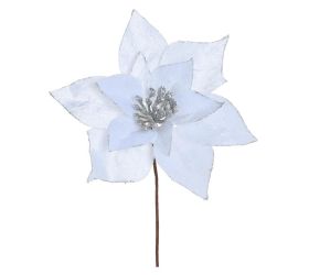 Vian. ruža/ poinsetia bielo-strieborná 20cm