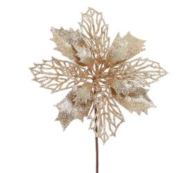 Vian. ruža/ poinsetia medená gliter 16cm