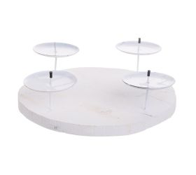 Svietnik kruh biely 4 sviečky drevo 25x7cm