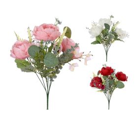 Kytica pivonky, veronika, drob. kvety, zeleň mix/f 38cm