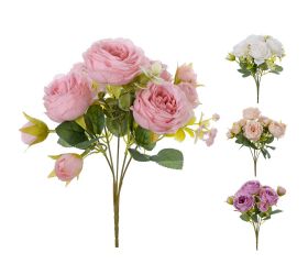Kytica ruža, drob. kvety, zeleň mix/f 27cm