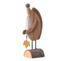 Ježko na podstavci s listom hne/or drevo 22*9*6cm