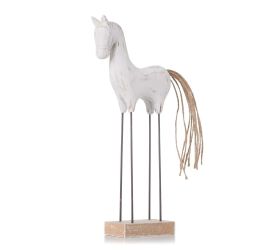 Koník malý na podst., kov nohy, bie/nat drevo 25,5*10*4,5cm