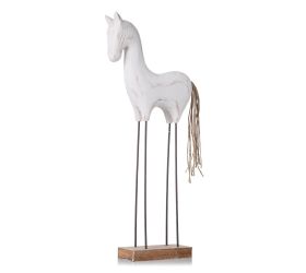 Koník veľký na podst., kov nohy, bie/nat drevo 45*22*6cm