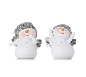 Snehuliak biely,sivá čiapka, krídla mix/2 poly 4,5*3*5cm