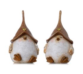 Vtáčik zla/bie/hne s čiapočkou mix/2 poly 7*6*13,5cm