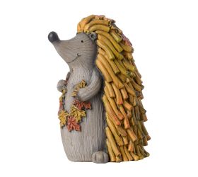 Ježko siv/zel/or polyrezin 10,3x7,5x13cm