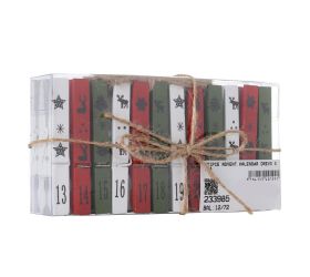 Štipce advent.kalendár drevo s/24
