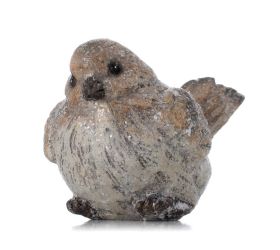 Vtáčik hne/béž gliter poly 11*5*6cm
