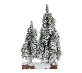 Stromčeky 2 zasnežené na drievku 25 × 15 × 40
