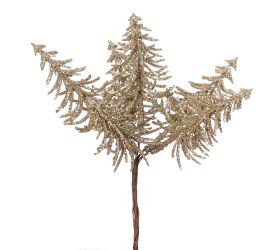 Zápich stromčeky, gliter šampáň 17cm