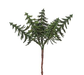 Zápich stromčeky, gliter zelené 17cm