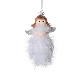 Záves anjel bielo/str textil 13cm