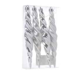 Cencúl točený plast. strieborný mat/lesk s/4 17,8cm