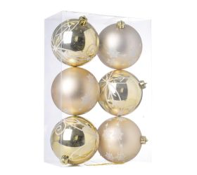 Guľa plast. bl. zla lesk/mat/piesk/mraz s/6 10cm