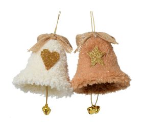 Záves zvonček kré/hne/zla rolnićky textil mix/2 8cm