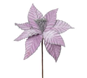 Ks ruža vianočná fialovo/strieborná zamat/gliter 33cm