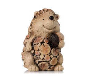 Ježko drev. vzor béž/hne polyrezin 11x9,3x13,8cm