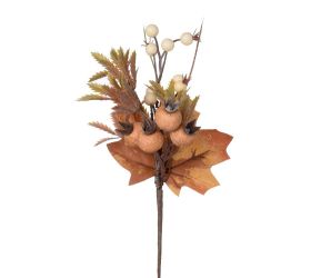 Konárik gran. jab., guličky, zeleň, běž/kré/hn 27cm