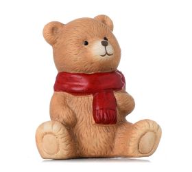 Macko so šálom keramika 8,3x7,2x11,3cm