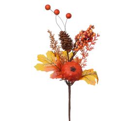 Konárik tekvica, šiška, bobuľky, zeleň, or/žlt/hne 36cm