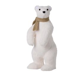 Medveď so šálom stojaci biely 17*18*40cm