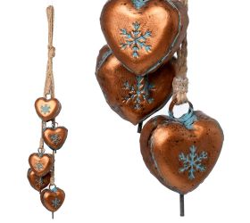 Záves rolničky srdce kov zl. 7*4*55cm