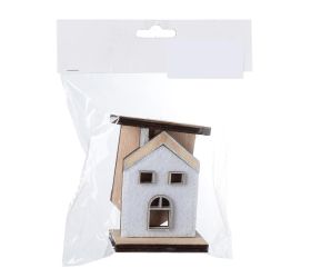 Domček na podstavci v sáčku  plsť bl. sivý 9x6 cms/2