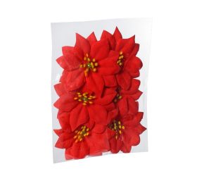 Hlava vianočná ruža s/6 10cm červená