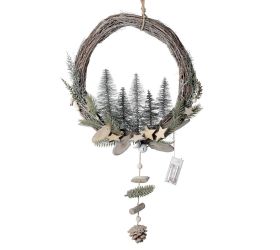 Veniec so stromčekmi+drevo 95x45x10cm